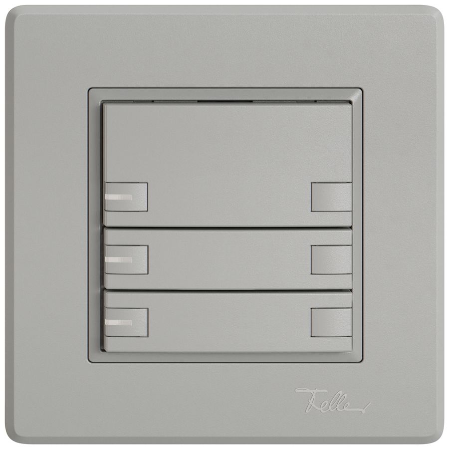 Poussoir universel ENC EDIZIO.liv UNI SNAPFIX® 12…48V a.LED bleu 6× comm.1T grc