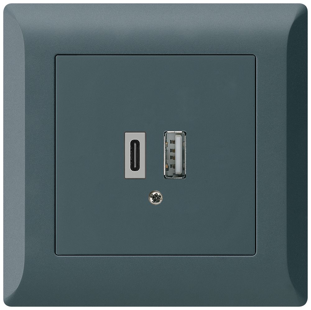 UP-USB-Ladesteckdose kallysto.line 18W PD 1×Typ A+1×Typ C anthrazit