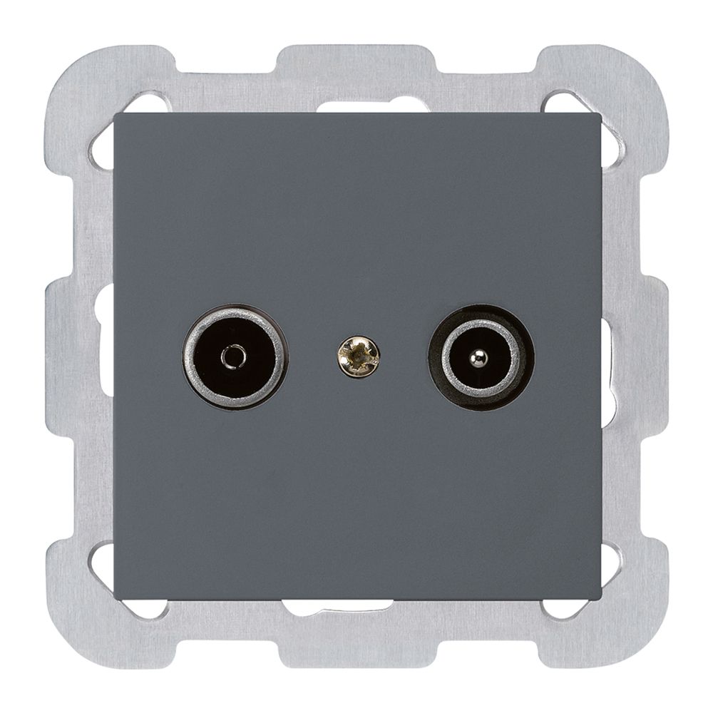 Prise de passage ENC kallysto R/TV 23dB anthracite avec plaque de fixation