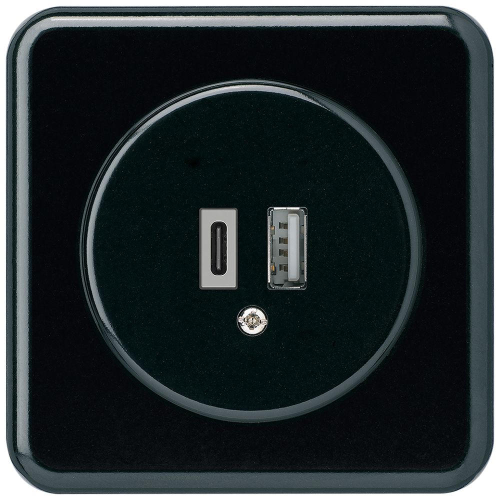 UP-USB-Ladesteckdose basico 18W PD 1×Typ A 1×Typ C m.Abdeck-&Befestigungspl. sz