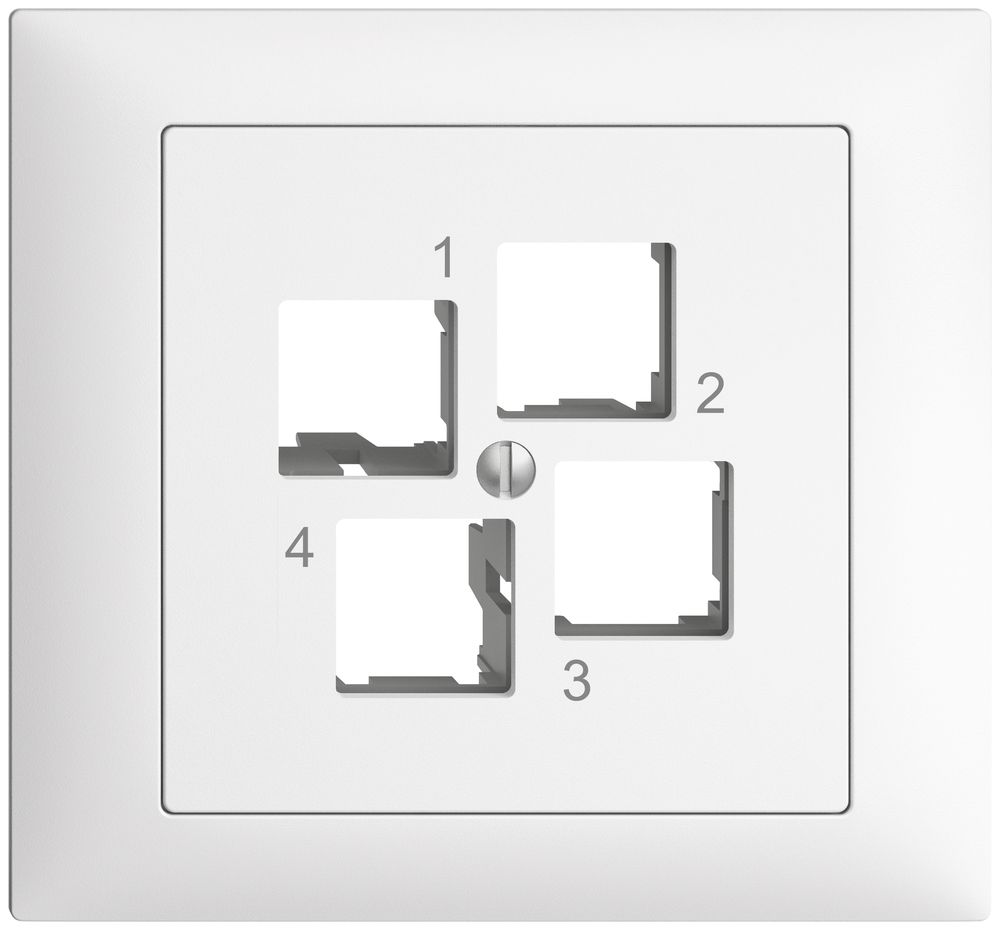 EB-Montageset EDIZIOdue FKE EASYNET S-One, für 4×RJ45, geradeauslass, weiss