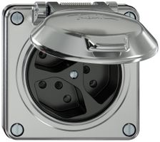 UP-Steckdose ELEMENT 3×Typ 13 10A 250V IP20 mit Klappdeckel aluminium