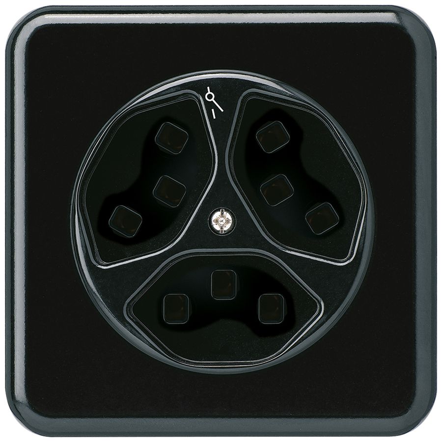 UP-Steckdose Hager basico 3×Typ 23 1×S C schwarz