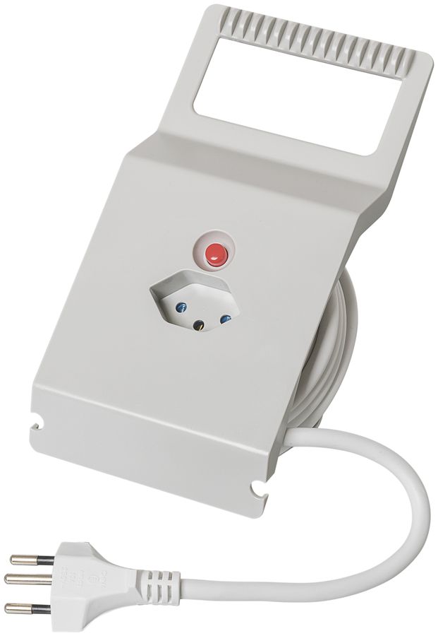 Prolunga Steffen spina T12 presa T13 con avvolgitore mini 4m bianco