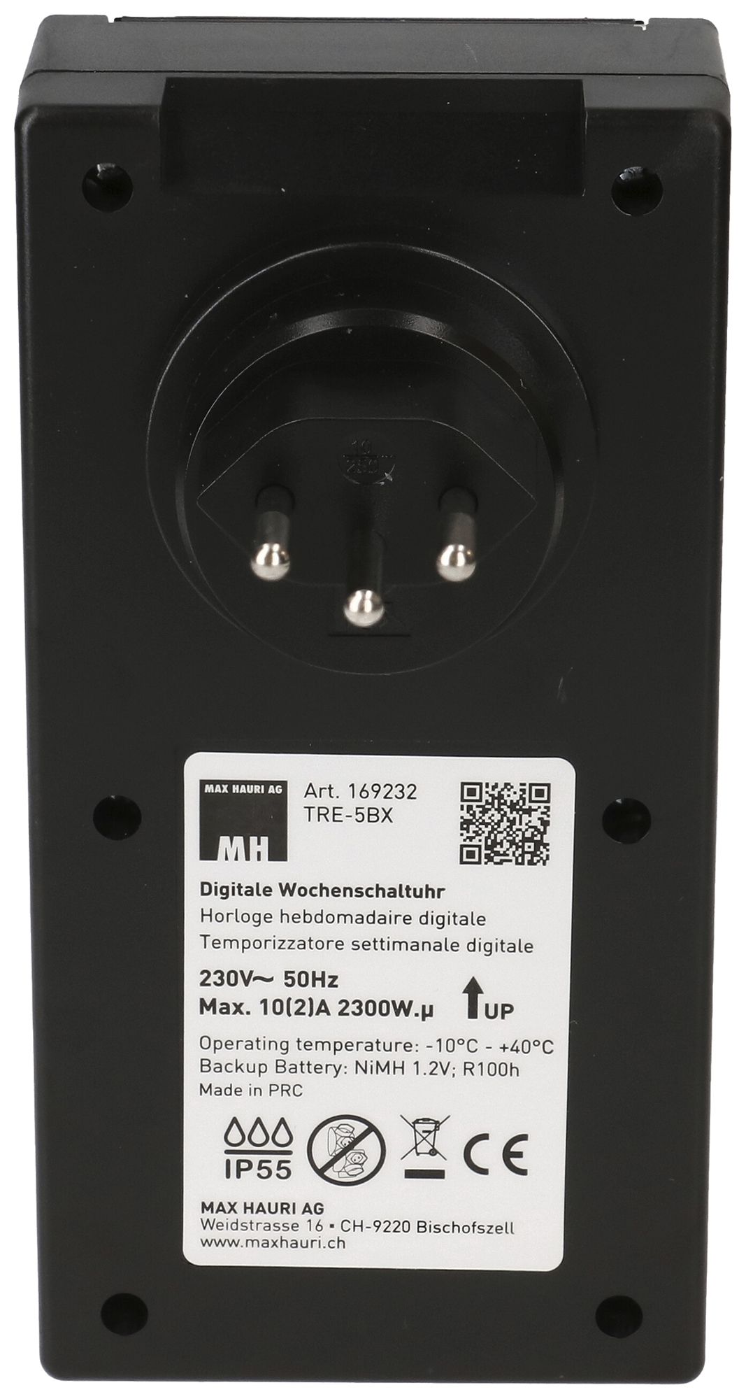 Steckdosenschaltuhr MH digital 24h 1×Typ 13 10A 230V IP55 schwarz