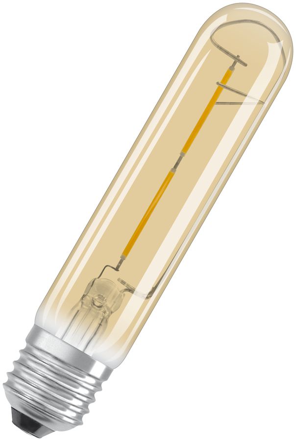 Lampada LED 1906 TUBULAR E27, 2.8W, 240V, 2400K, Ø28.5×138mm, oro, chiaro