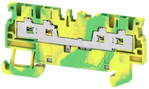 Borne de terre joignable WM S4C 1.5mm² ressort 4×1 DIN35 vert-jaune