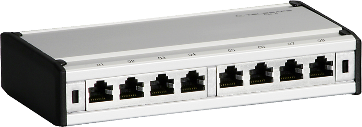 Patchbox Telesafe Mini 8×RJ45/s Kat.6 LSA 165×33×89mm Aluminium