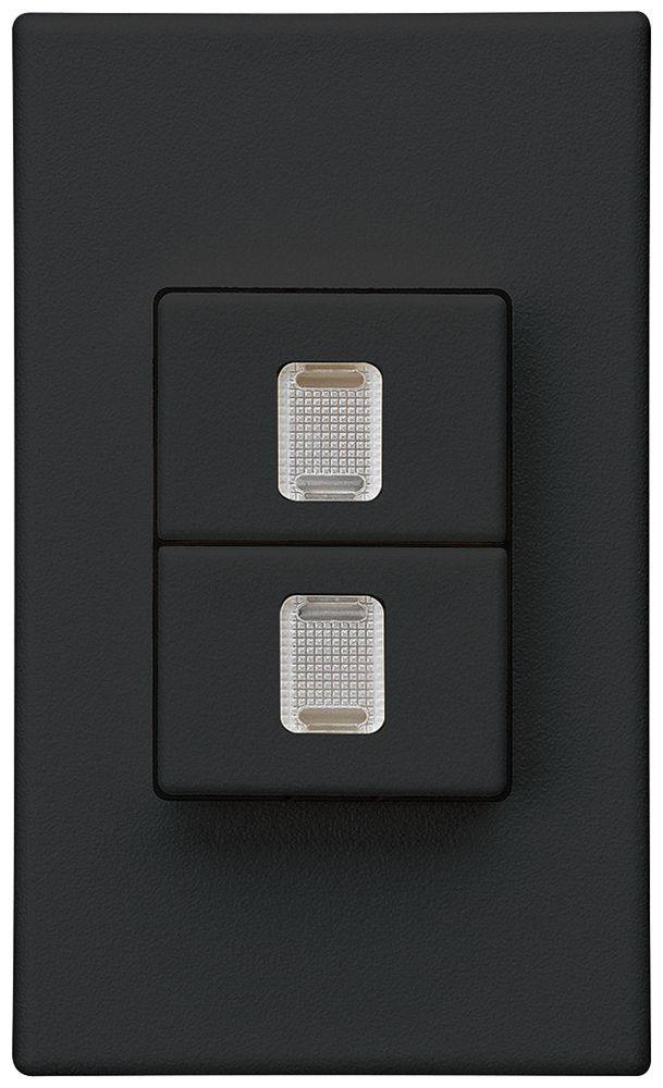 EB-Doppel-Druckschalter Hager FLF 10A/250V 3/1L beleuchtet schwarz