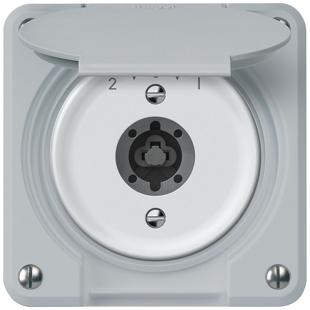 Schlüsselschwenktaster robusto 1P 2NO 2CO 20A 250V 86×86mm grau