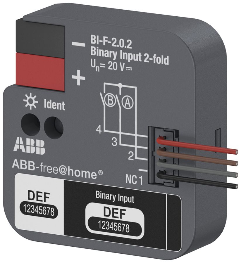 EB-Binäreingang ABB-free@home BI-F-2.0.2, 2-fach, für potentialfreie Kontakte