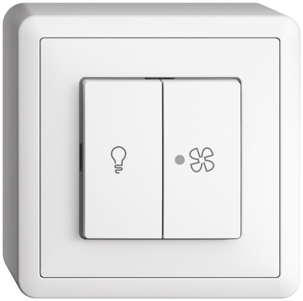 Interruttore AP per luce e ventilaz. EDIZIOdue bianco, LED giallo