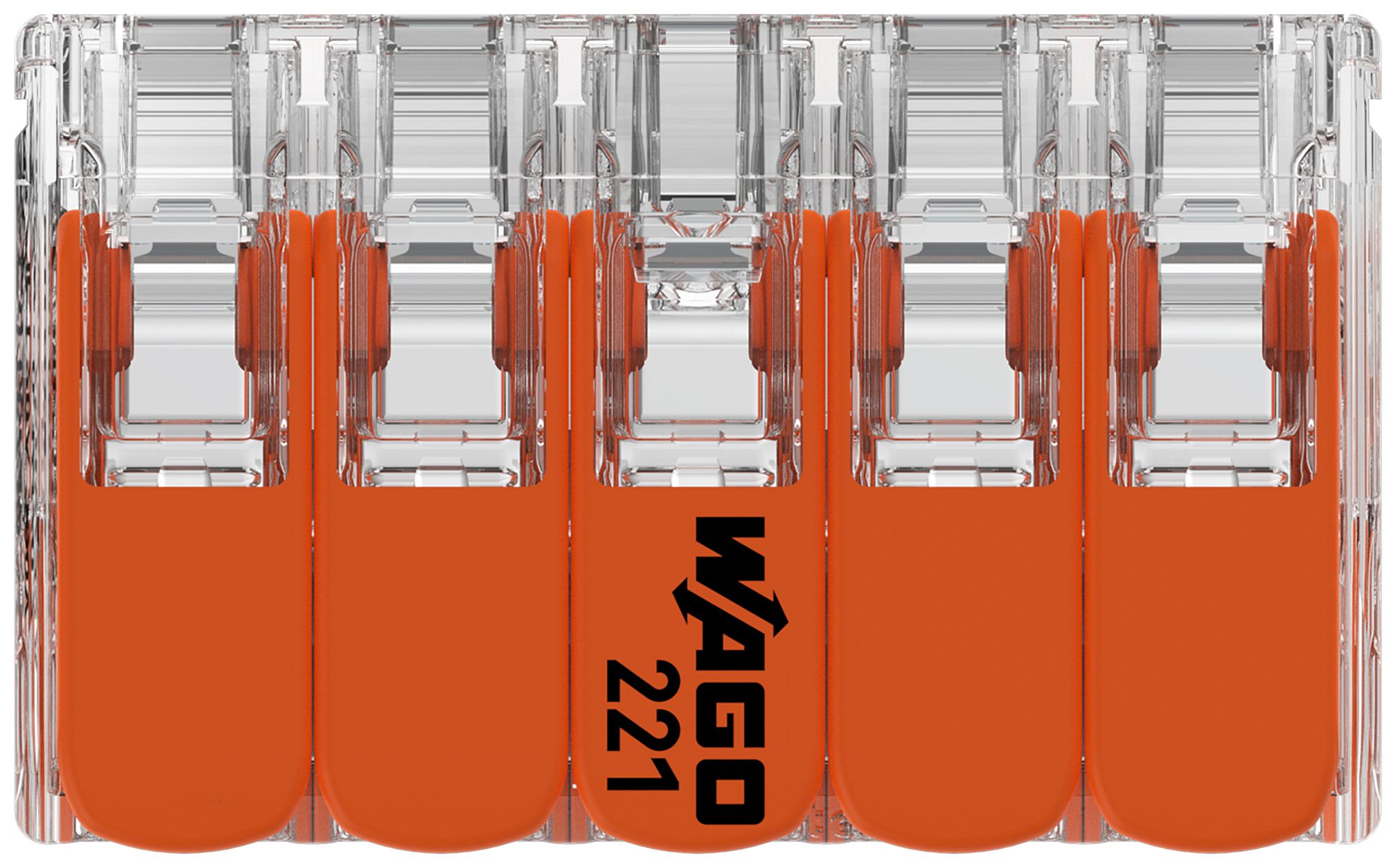 Verbindungsklemme WAGO 221 10×0.2…4mm² Hebel 32A 450V orange transparent