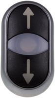 Doppeldrucktaste ETN RMQ flach ↑/↓ schwarz, Ring verchromt