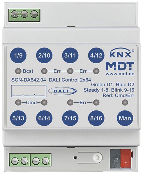 Gateway KNX/DALI AMD MDT SCN-DA642.04 2-can 64UM/canale 110…240VUC 4UM