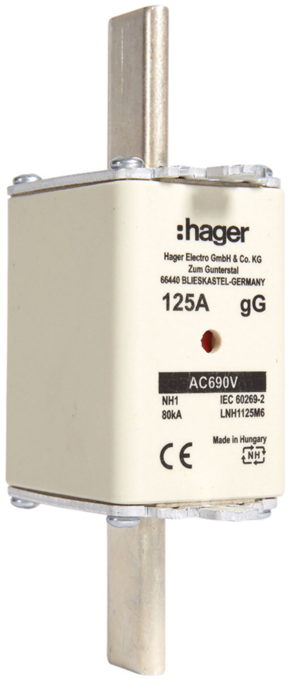Fusible HPC Hager DIN1 690VAC 125A gG/gL avertisseur double inoxydable