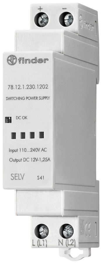 REG-Netzteil FINDER 78.12 100…265VAC/140…370VDC 12V/2A 12W 1TE