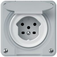 Steckdose robusto 1×T15 10A 400V 86×86mm IP21 grau