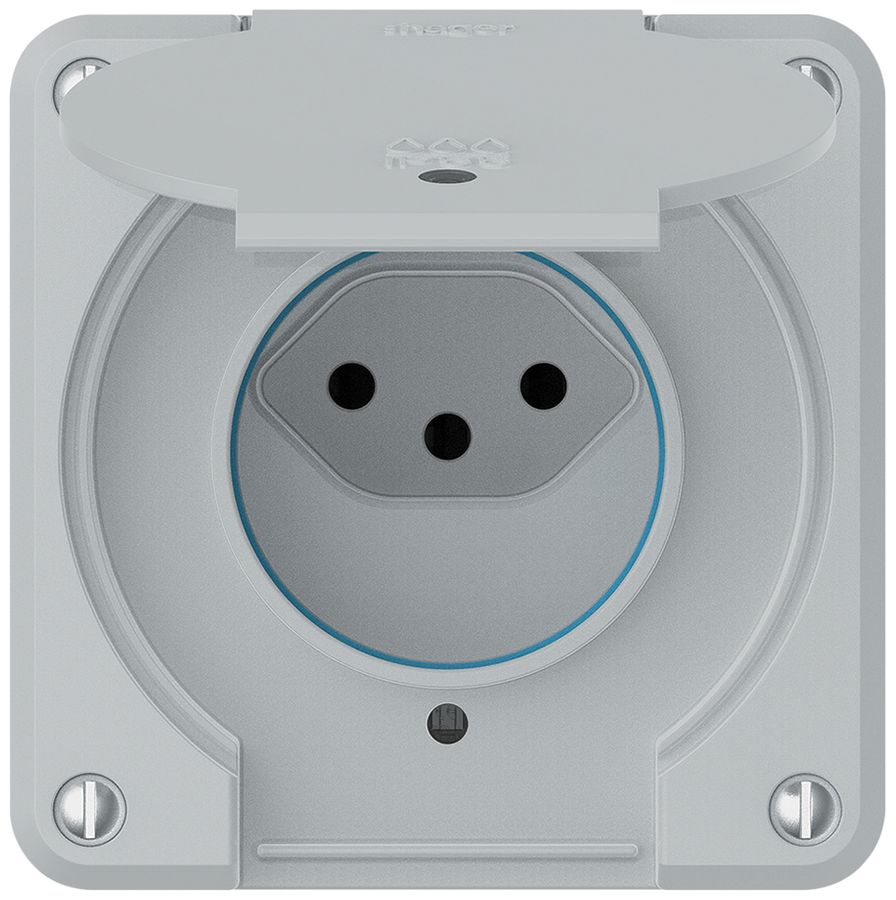 UP-Steckdose robusto 1×Typ 13 beleuchtet IP55 hellgrau