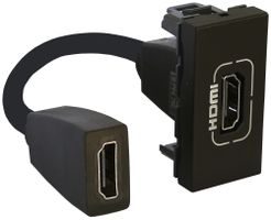 HDMI-Steckdose MOS vorkonfektioniert 1 Modul schwarz matt