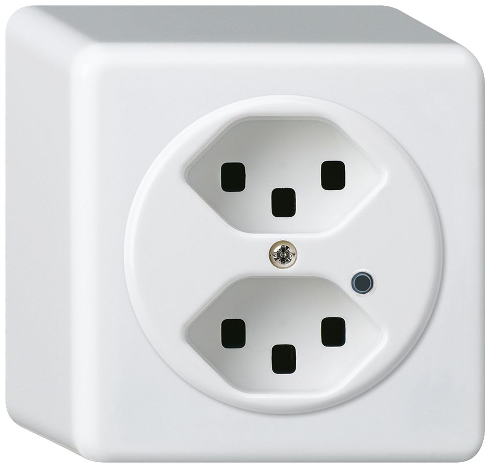 AP-Steckdose Hager basico 2×Typ 23 beleuchtet Q weiss