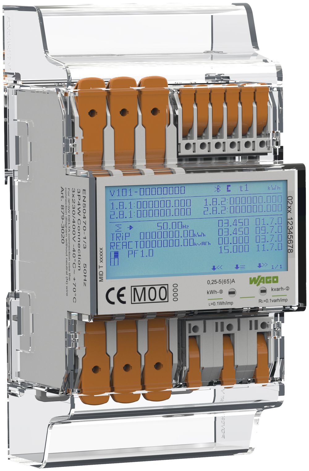 Energieverbrauchszähler WAGO Direktanschluss 3×230/400V MID Modbus M-Bus 4PS