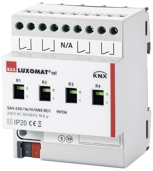 REG-Schaltaktor KNX Luxomat SA4-230/16/H/KNX, 4-fach, 16A/230VAC
