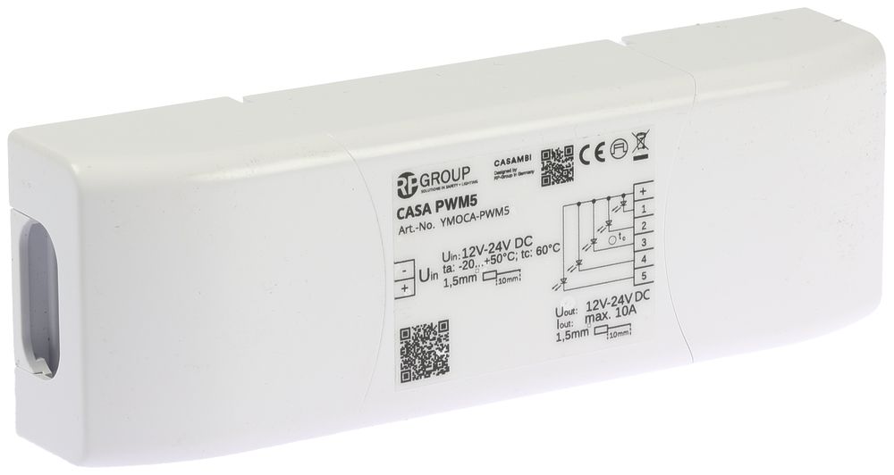 Apparecchio comando LED YMOCA-PWM-05, Casambi PWM 5-canale 10A/12…24VDC