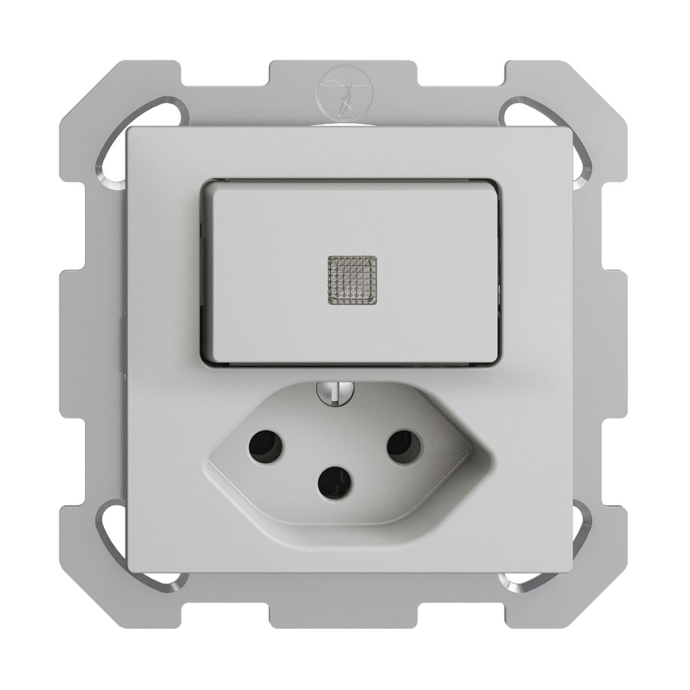 UP-Leuchtkombination A-R/1L+T13 hellgrau KS EDIZIOdue mit Linse, LED gelb