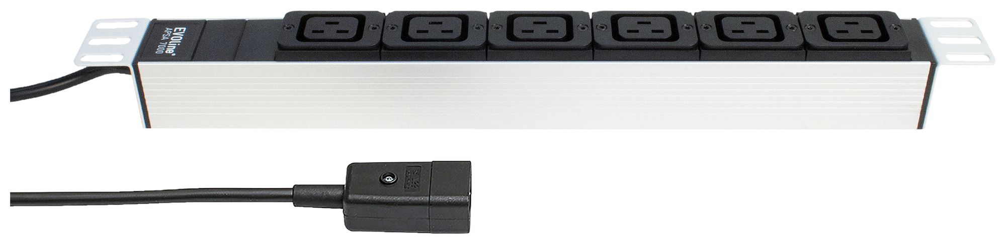 Presa multipla A. Steffen 19" 1UH 6×C19 3m argento/nero