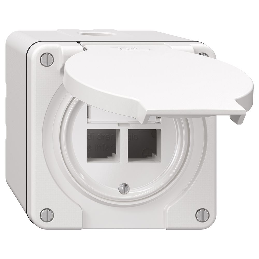 Kit de montage NAP Feller S-One EASYNET, pour 2×RJ45, hauteur 64 mm, blanc