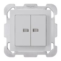 UP-Leuchtdruckschalter kallysto 1/3+3/1 mit 2 Linsen hellgrau Befestigungsplatte