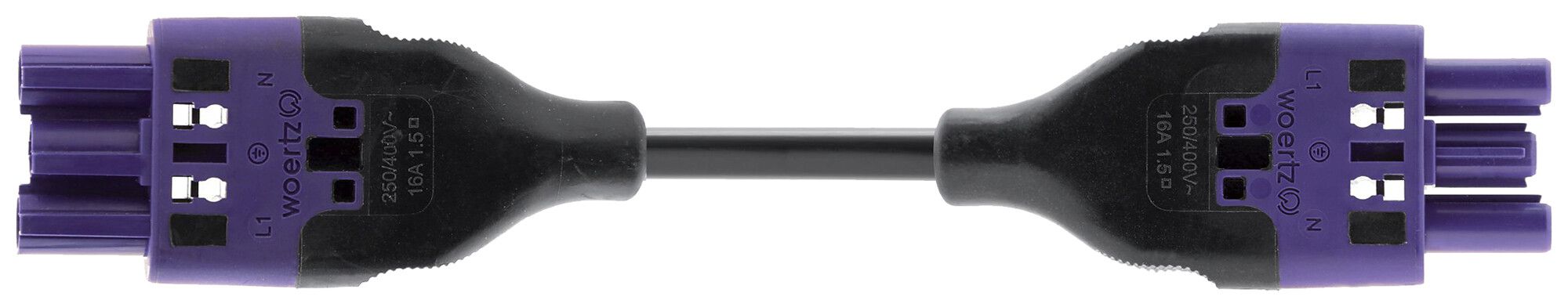 Verbindungsleitung Woertz 49343/C1 3×1.5mm² 250V 16A 8m vi Buchse Stecker Cca