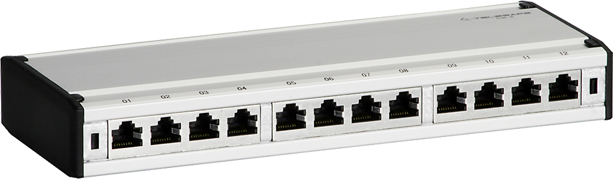 Patchbox Telesafe Mini 12×RJ45/s Kat.6 LSA 236×33×89mm Aluminium