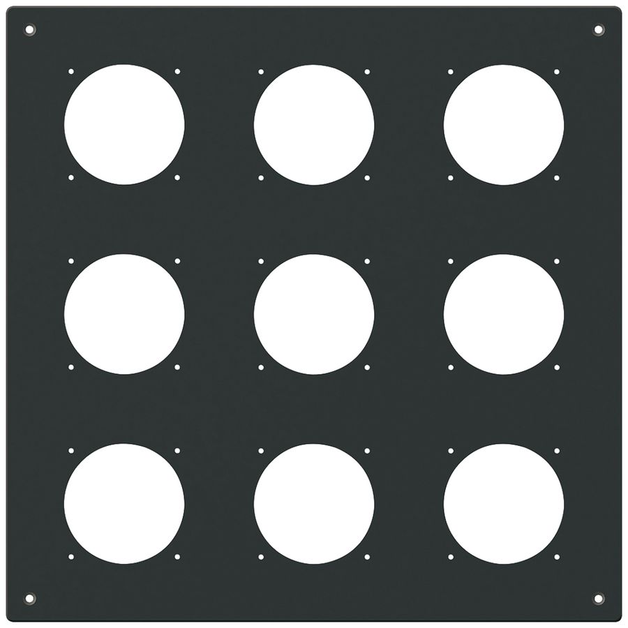 Placca d.montaggio INC robusto 3×3 alluminio, nero