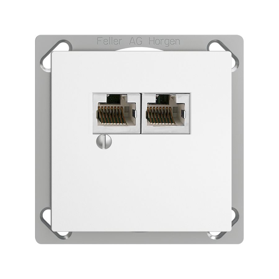 Boîte INC 2×RJ45/s 4P sép.EDIZIOdue gris clair, R&M swissline