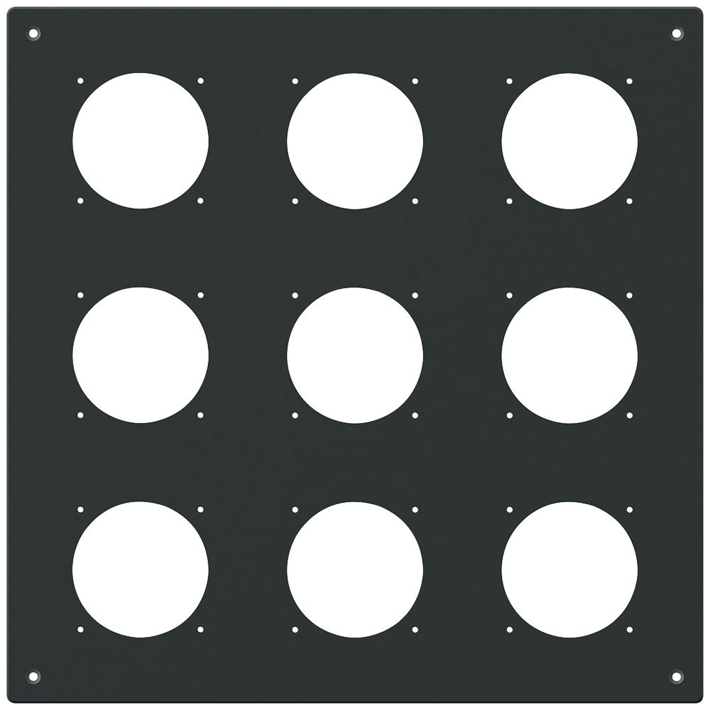 Placca d.montaggio INC robusto 3×3 alluminio, nero