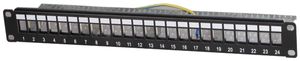 Patchpanel 19" Ceconet 24-Port, Keystone, leer, schwarz