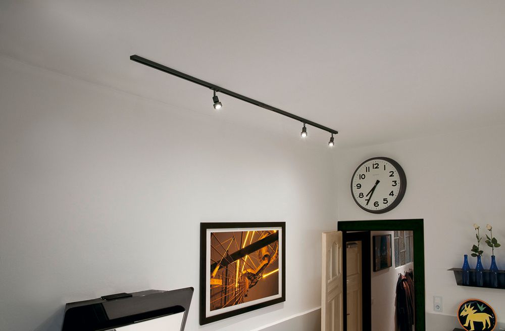 Leuchten-Set SLV Puri 3×Spot GU10 2×Stromschiene 1×Mitteleinspeiser schwarz