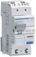 FI/LS-Schalter Hager RCBO QC 2P 230V Char.B 13A 0.03A Typ A 6kA 2TE