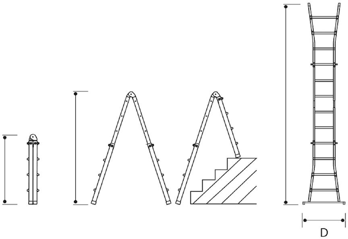 Teleskopleiter Plica Clik Clak, 4×4 Stufen, Aluminium