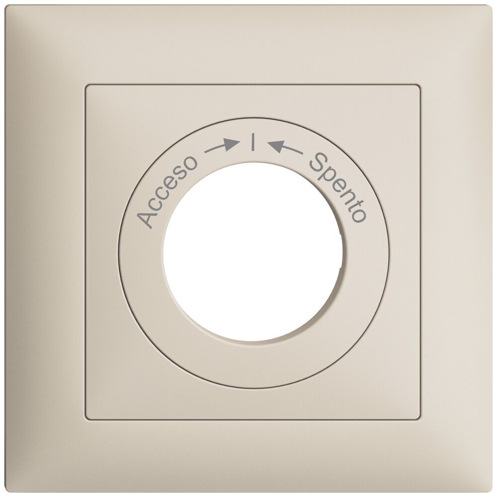 Kit frontale EDIZIOdue Acceso->I<-Spento crema 88×88mm per pulsante girevole
