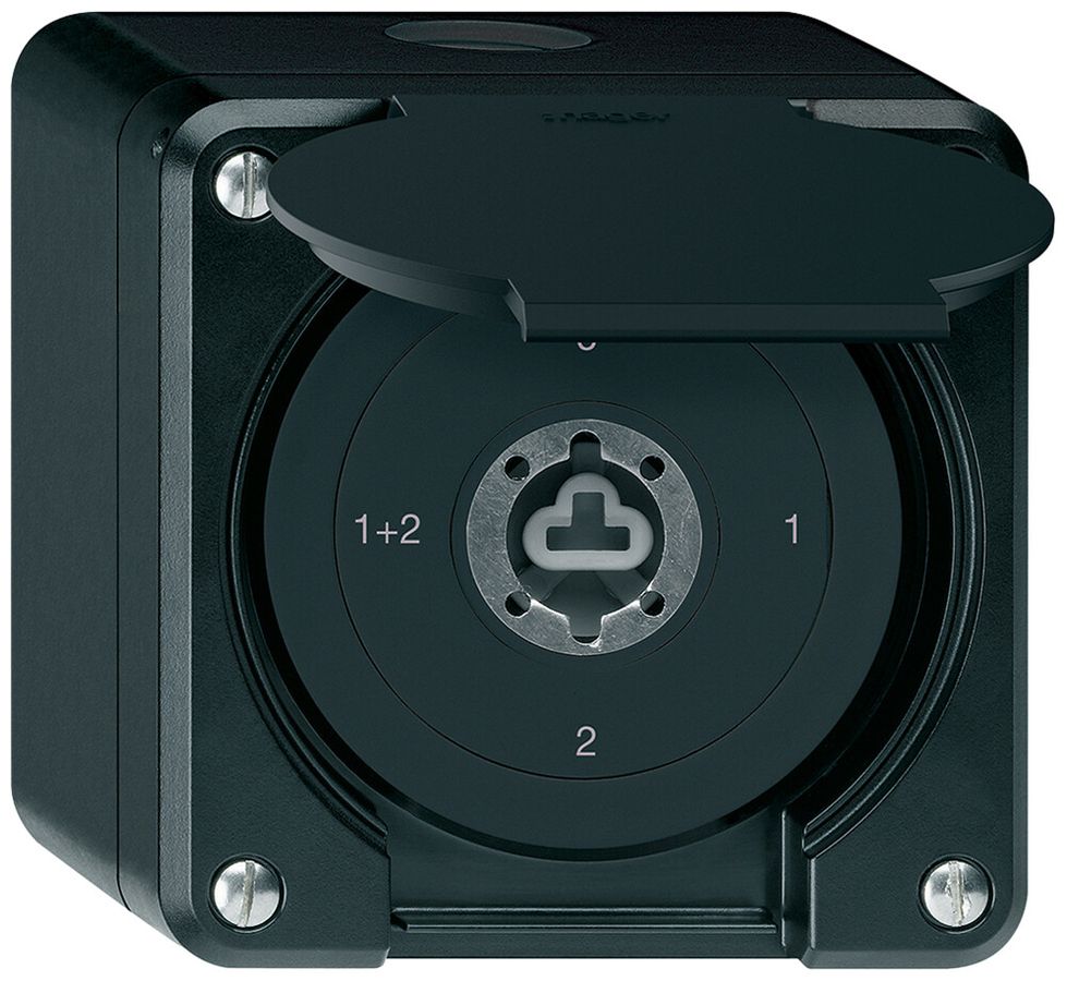 AP-Schlüsselschalter robusto IP55 mit Klappdeckel ohne Zylinder S1/1P schwarz