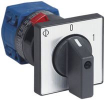 EB-Drehschalter K&N, 20A/400V 0/1L, Griff sz, 48×48mm, Ø22.5mm, "0-1"