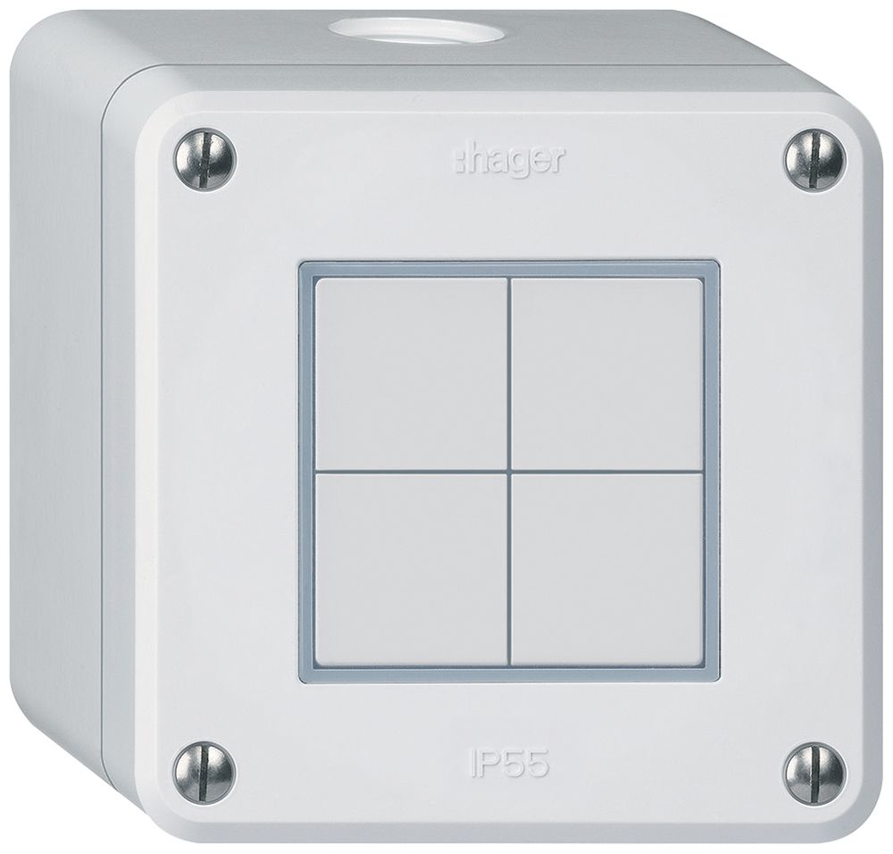 AP-KNX-Taster Hager BA robusto Q 4-fach 86×86mm weiss