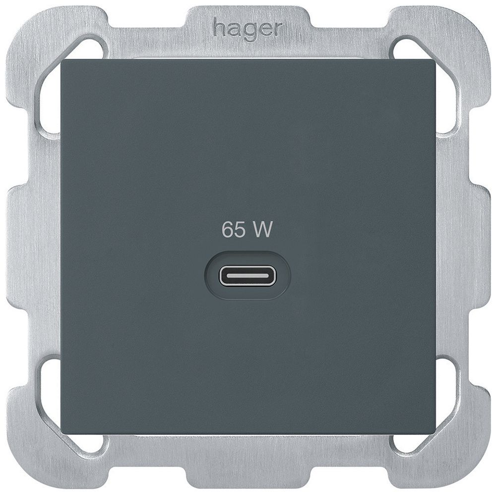 UP-USB-Ladesteckdose Hager kallysto Typ C 65W 3250mA anthrazit