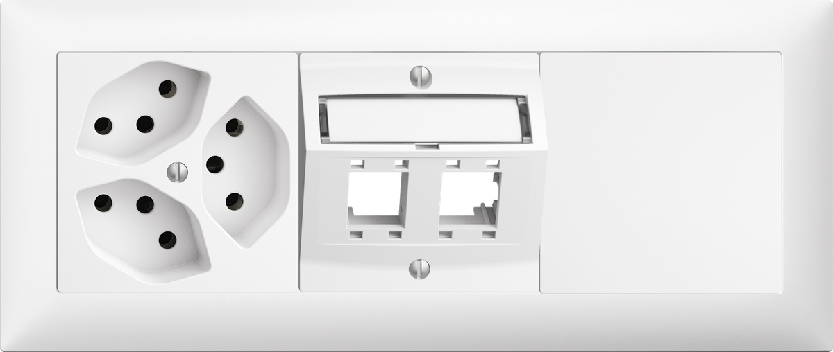 Combinazione INC Edue 1×3, 3xT13 + Kit m.p.2×RJ45 + Copertura bi