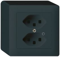 Prise AP Hager kallysto 2×T23 illuminé Q noir