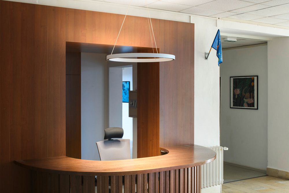 Lum.suspendu LED SLV ONE CUBE 80W 6500lm 940 DALI direct/indirect Ø805 blanc