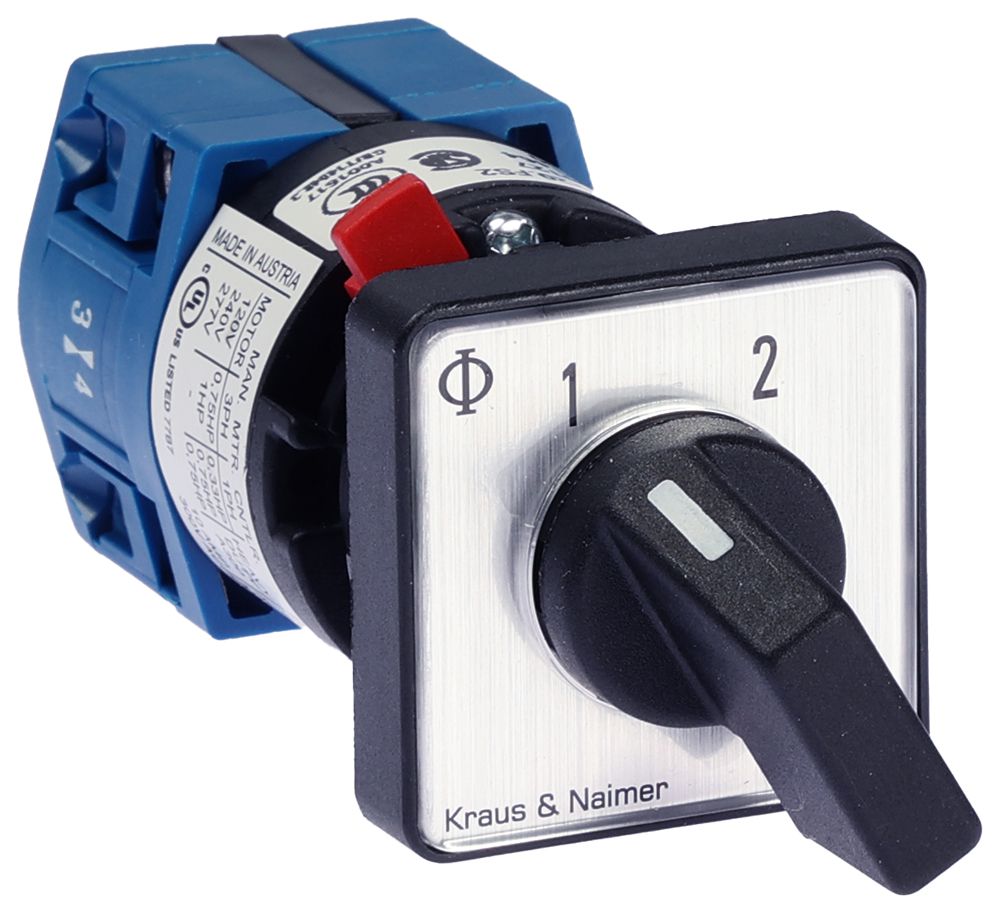 Commutatore INS K&N CG4.A220.FS2, 10A/400V 1L 30×30mm "1-2"